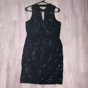 NWOT Soieblu black form fitting sequin dress Large